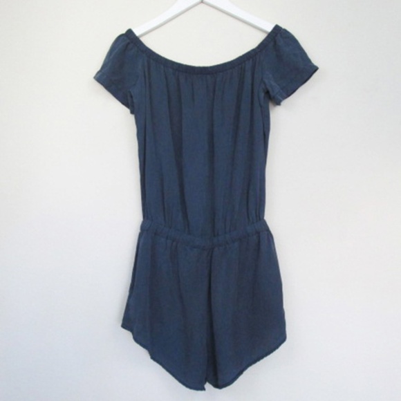 Bella Dahl Dark Blue Off Shoulder Romper Small - Picture 3 of 5